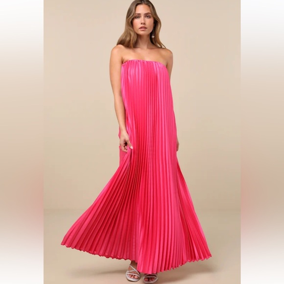 Lulus Dresses & Skirts - Divian Hot Pink Ombre Pleated Swing Maxi Dress